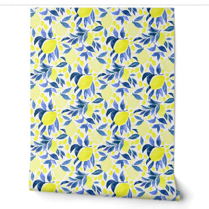 Papier Peint Aquarelle moderne Citron Abstrait
