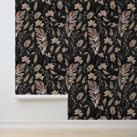 Aquarelle moderne en terre cuite Feuilles Noir