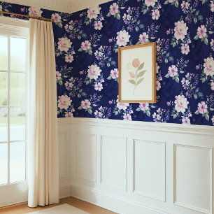 Papier Peint Aquarelle Moody foncé Jardin Français Floral