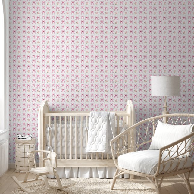 Papier Peint Aquarelle Motif de fenêtres roses (Enfants)