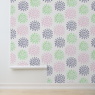 Papier Peint Aquarelle multicolore rose bleu vert Fleurs