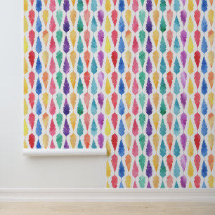 Papier Peint Aquarelle Rainbow Feather Motif