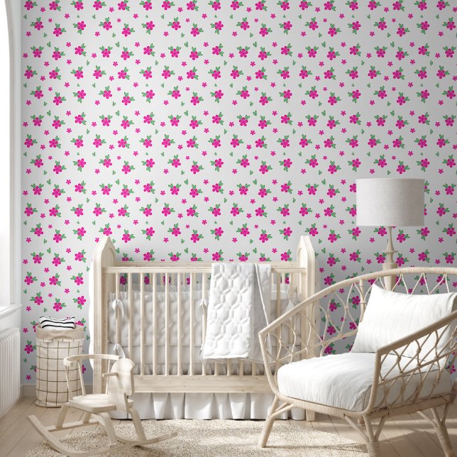 Papier Peint Aquarelle rose élégant Peint à la main (Enfants)