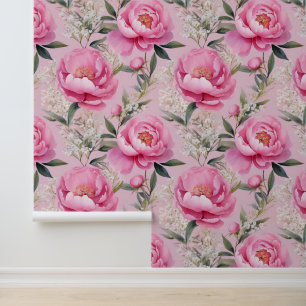 Papier Peint Aquarelle Rose Floral Peonies Bébés Respiration