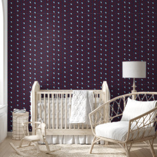 Papier Peint Aquarelle SHRIMP Motif Red Blue Nursery