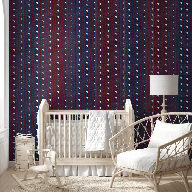 Papier Peint Aquarelle SHRIMP Motif Red Blue Nursery (Enfants)