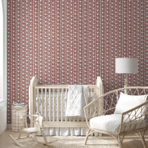 Papier Peint Aquarelle SHRIMP Motif Rouge Blanc Nursery