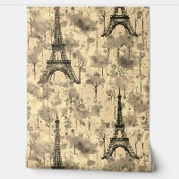Aquarelle Tour Eiffel Paris Sepia