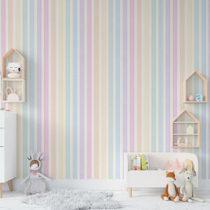 Papier Peint Aquarelle verticale Pastel Stripe arc-en-ciel