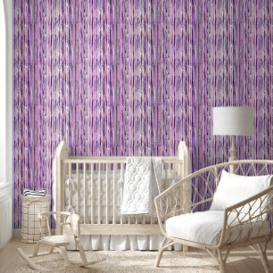 Papier Peint Aquarelle violet blanc Motif en bande transparente