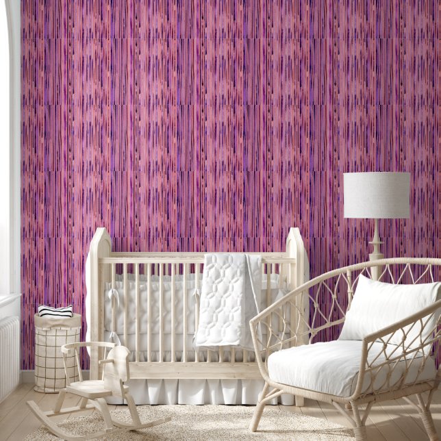 Papier Peint Aquarelle violet rose Motif en bande transparente (Enfants)