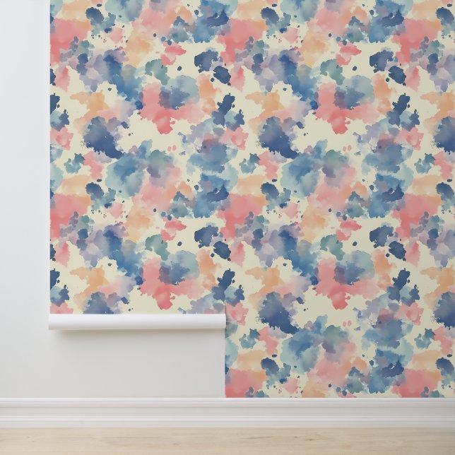 Papier Peint Aquarelles bleu rose (Application)