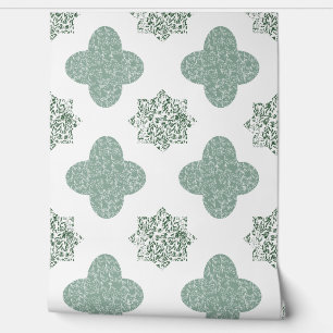 Papier peint arabesque floral vert