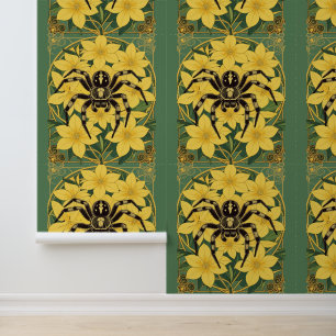 Papier Peint Araignée De Loup Et Fleurs Jaunes De Jasmin