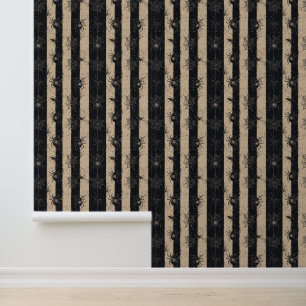 Papier Peint Araignée gothique et Motif d'Halloween rayé sur le