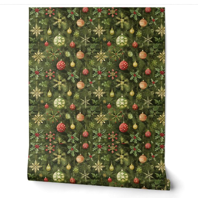 Papier Peint Arbre de Noël aquarelle (Déroulement)