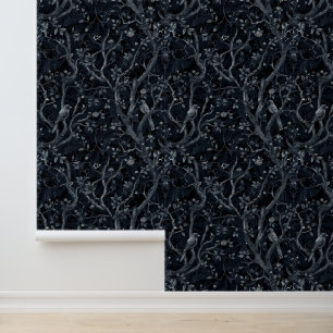 Papier Peint Arbre gothique foncé Branches mystiques Feuille Co