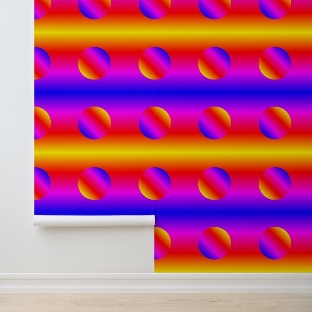 Papier Peint Arc-en-ciel Couleur néon bande et cercles Motif d' (Application)