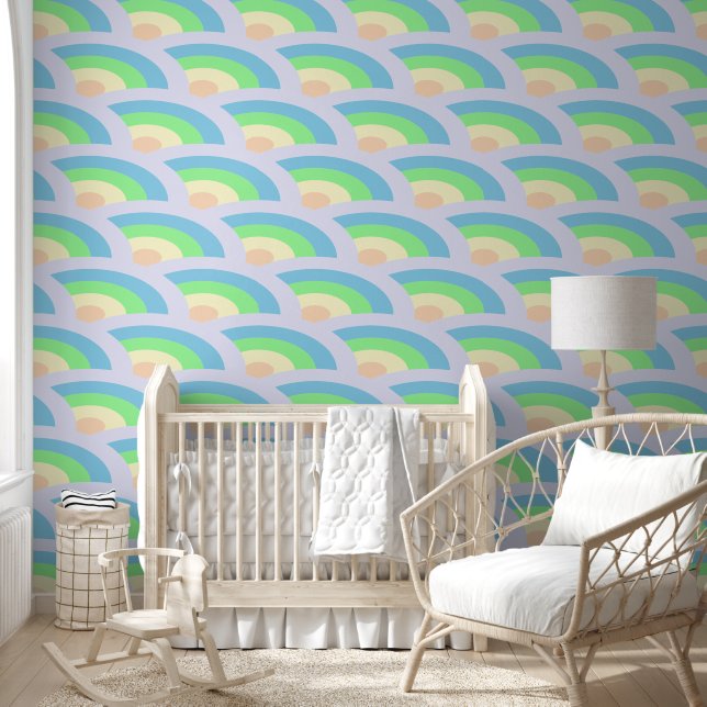 Papier Peint arc-en-ciel Waves Pastel (Enfants)