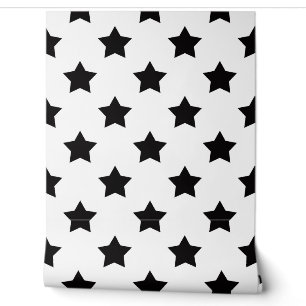 Papier Peint Arrière - plan Black Stars blanc sans couture