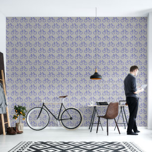 Papier Peint Art Abstrait Bleu Bicycle Gris Moyen Motif