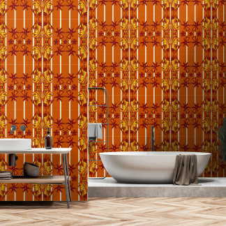 Papier peint Art déco audacieux en orange