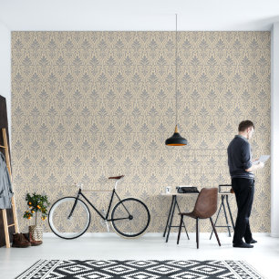 Papier Peint Art Déco Motif 01 - Espagnol gris sur blanc