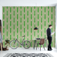 Art Déco Motif 03 - Vert forêt sur blanc cassé
