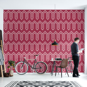 Papier Peint Art Déco Motif 05 - Rose clair sur rose framboise