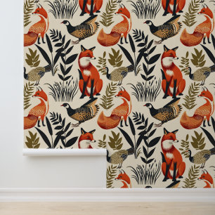 Papier Peint Art et artisanat renard et gibier