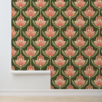 Art nouveau Motif rose et vert Tulipe amovible