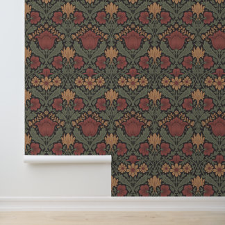 Papier Peint Art Nouveau Teinte Chaude Floral