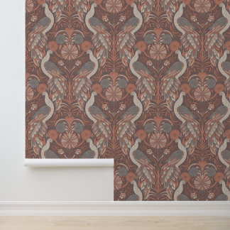 Papier Peint Art Nouveau Ton Chaud Paon