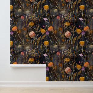 Papier Peint Arts et artisanat chardon écossais et fleurs sauva