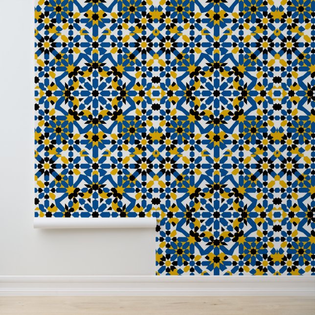 Papier Peint Authentic Moroccan Zellij Arabesque Geometric  (Application)