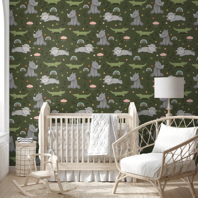 Papier peint avec une drôle d'illustration. (Enfants)
