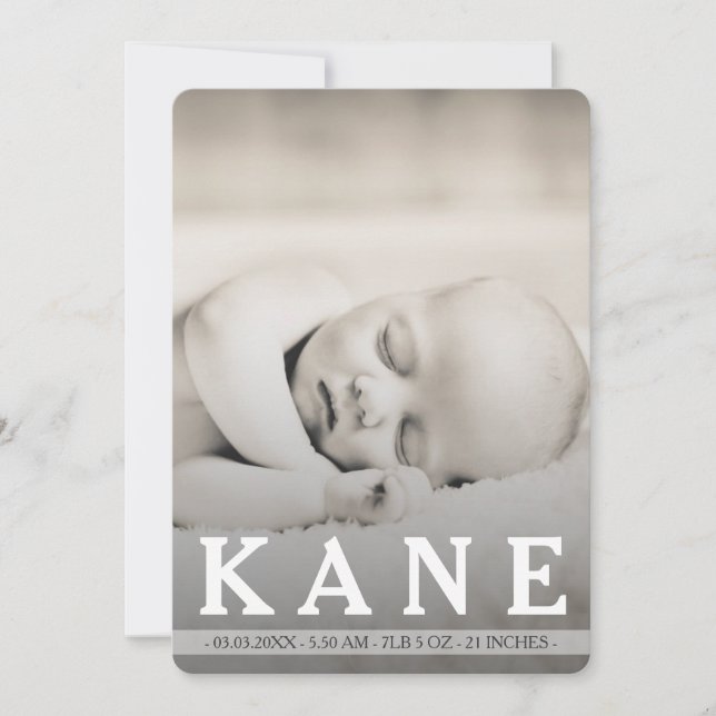 Papier peint Baby Boy Carte photo Faire-part de na (Devant)