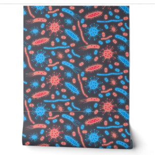 Papier Peint Bactérie lumineuse Microorganisme rose bleu