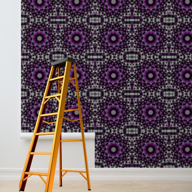 Papier Peint Baguette de Motif Peel Gris Violet (Purple Gray Weave Pattern Peel Stick Wallpaper)