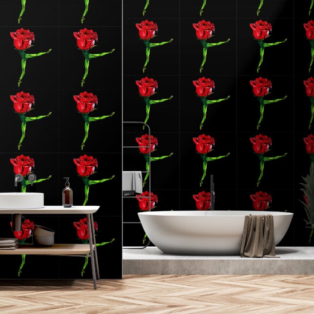 Papier Peint Ballerina Rose Ballet Dancer Art Peinture (Salle de bain)