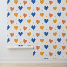 Ballons en forme de coeur étoile orange jaune bleu