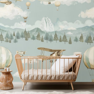 Papier Peint Balloon à air chaud et avion aventure