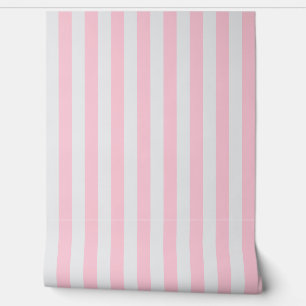 Papier Peint Bande d'auvent rose et blanc