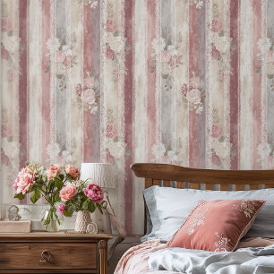 Papier Peint Bande de Rose rustique de la province française