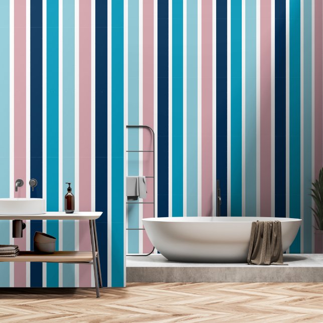 Papier Peint Bande de tonalité Cool moderne (Salle de bain)
