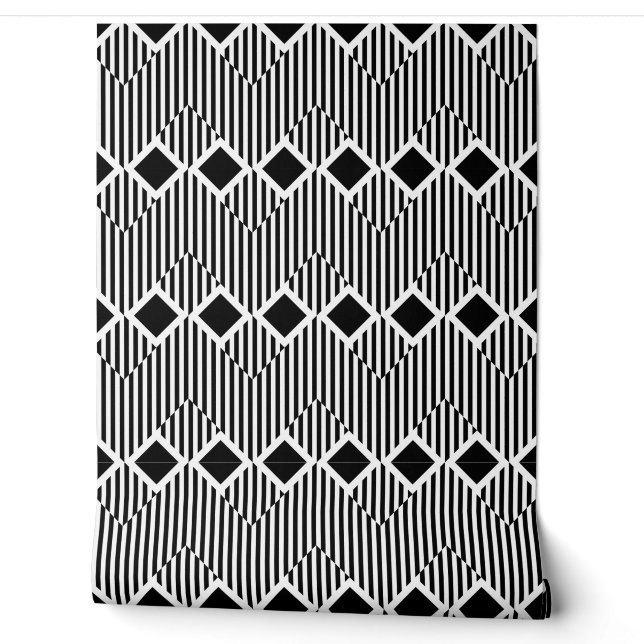 Papier Peint Bande verticale noire et blanche (Déroulement)