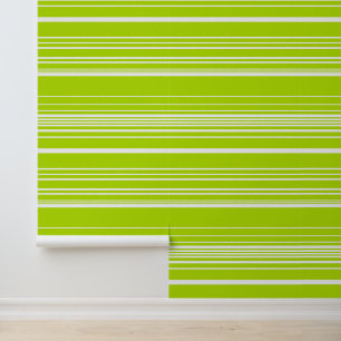 Papier Peint Bandes complexes en vert citron et blanc