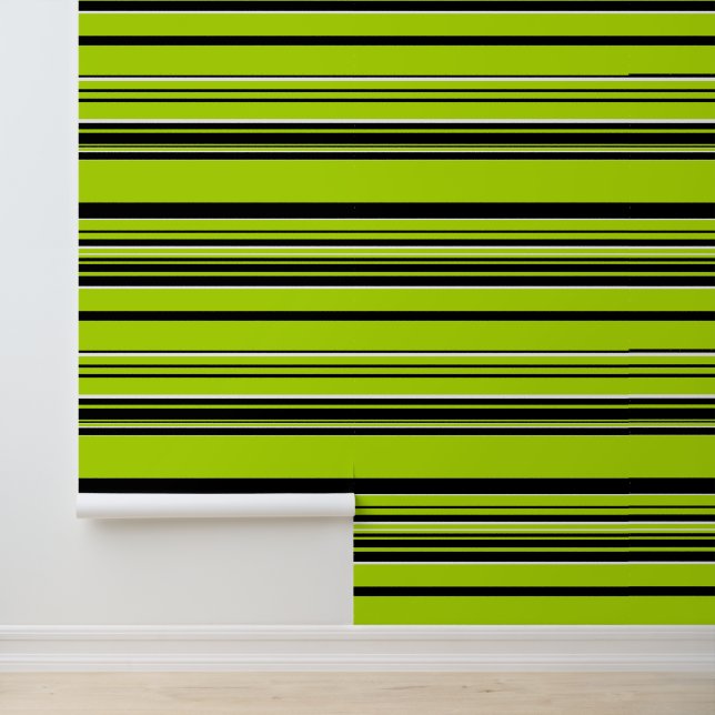 Papier Peint Bandes complexes - Vert citron (Application)