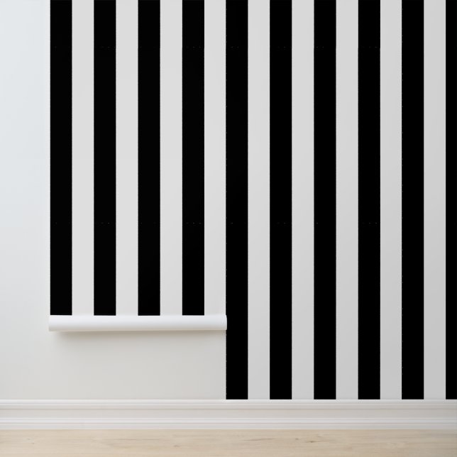 Papier Peint Bandes noires et blanches, Motif rayé, Lignes (Application)