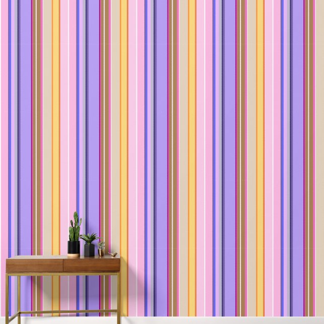 Papier Peint Bandes rétro au citron rose vibre (Couloir)
